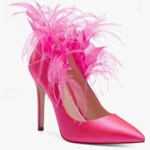 Jessica Simpson Pink Feathered Heels‎